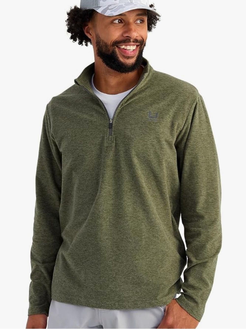 HUK Leeward 1/4 Zip Fleece Pullover NEW Men’s XXL Heather Moss Green